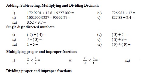 A comprehensive revision booklet looking at all four operations for integers, directed numbers, decimals, fractions, mixed numbers, function machines, factors and multiples, LCM and HCF, prime numbers, product of prime factors, outcome of events, probability sample spaces, indices, laws of indices, roots and fractional powers, estimating roots, surds, standard form, multiplying and dividing in standard form, addition and subtraction of standard form, inequalities and rounding, estimation, significant figures and decimal places.